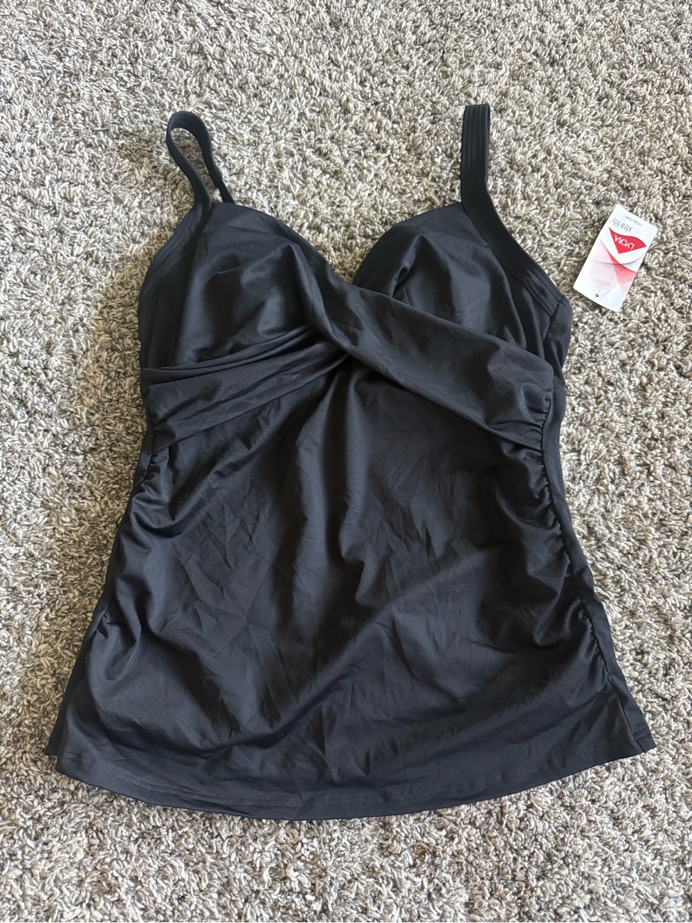 Lands' End Black Twist-Front Tankini Top NWT